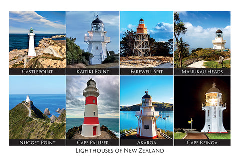 177 - Post Art Postcard - NZ Light Houses