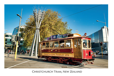 575 - Post Art Postcard - Christchurch Red Tram