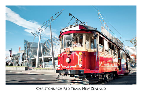 701 - Post Art Postcard - Christchurch Red Tram - Art Gallery