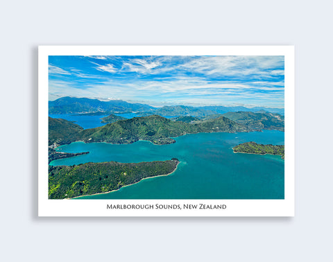 023 - Post Art Postcard - Marlborough Sounds Aerial