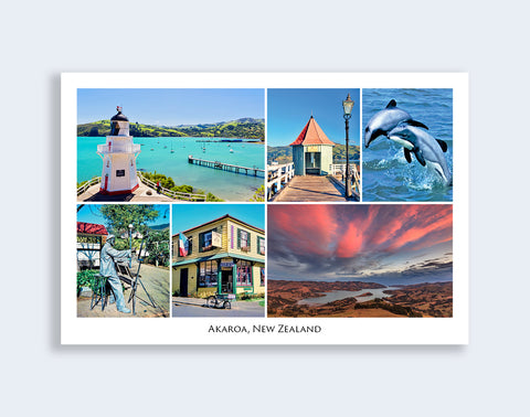 189 - Post Art Postcard - Akaroa Composite