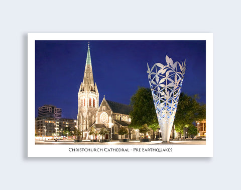 237 - Post Art Postcard - Christchurch Cathedral at Night