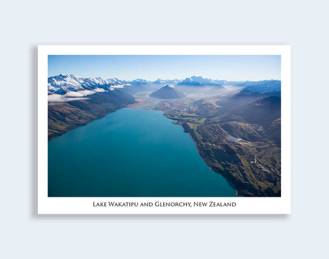 552 - Post Art Postcard - Lake Wakatipu and Glenorchy - Aerial