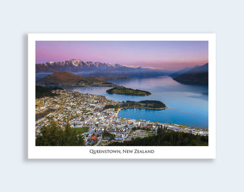 557 - Post Art Postcard - Queenstown from Skyline