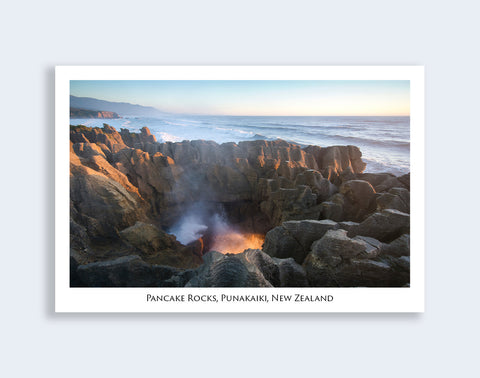 583 - Post Art Postcard - Punakaiki Pancake Rocks - Sunset