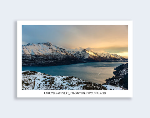 593 - Post Art Postcard - Winter view from Queenstown Hill