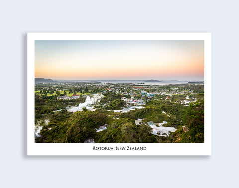 595 - Post Art Postcard - Rotorua from Pohaturoa Lookout