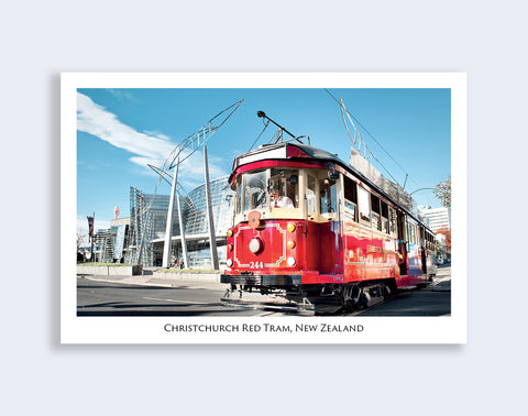 701 - Post Art Postcard - Christchurch Red Tram - Art Gallery