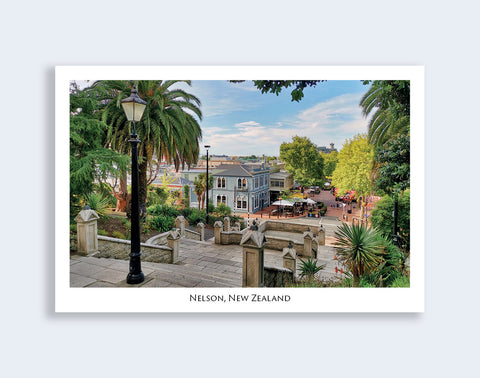 705 - Post Art Postcard - Nelson Trafalgar Street from Cathedral Steps