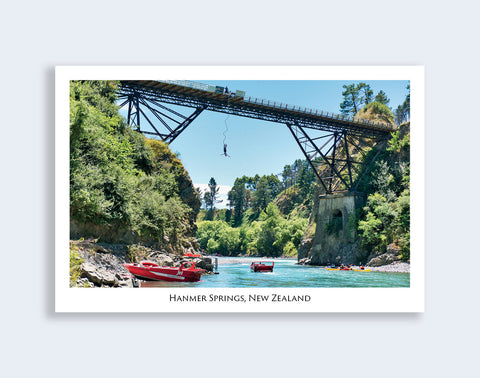708 - Post Art Postcard - Hanmer Springs Bungy Jumping