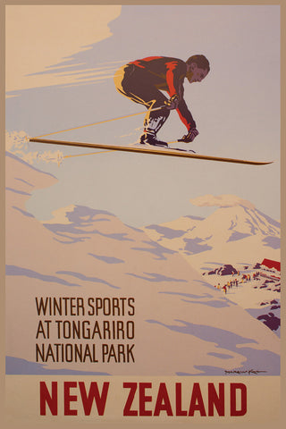 916 - Post Art Postcard - Winter Sports Tongariro