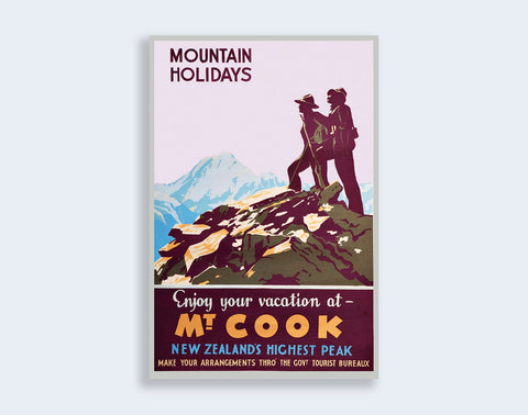 920 - Post Art Postcard - Mountain Holidays Mount Cook Vintage