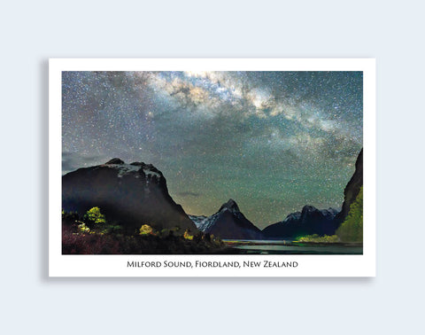 97 - Post Art Postcard - Mitre Peak & Milky Way