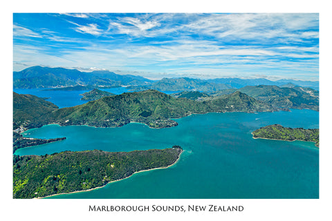 023 - Post Art Postcard - Marlborough Sounds Aerial