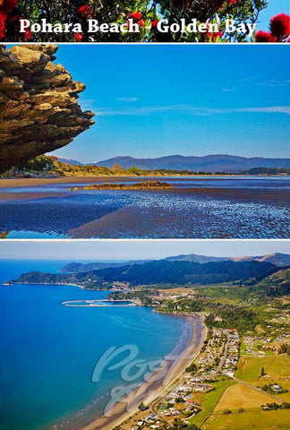 151 - Post Art Postcard - Pohara Beach Composite