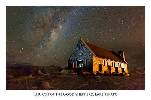 167 - Post Art Postcard - Milky Way with Church Tekapo