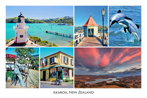 189 - Post Art Postcard - Akaroa Composite