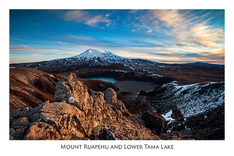 545 - Post Art Postcard - Mount Ruapehu and Lower Tama Lake