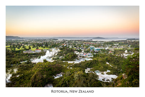 595 - Post Art Postcard - Rotorua from Pohaturoa Lookout