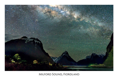 97 - Post Art Postcard - Mitre Peak & Milky Way